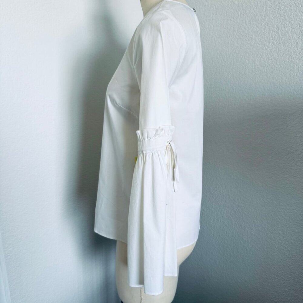 CeCe | NWT - White Flare Sleeve Cotton Blouse size XS - Picture 2 of 8